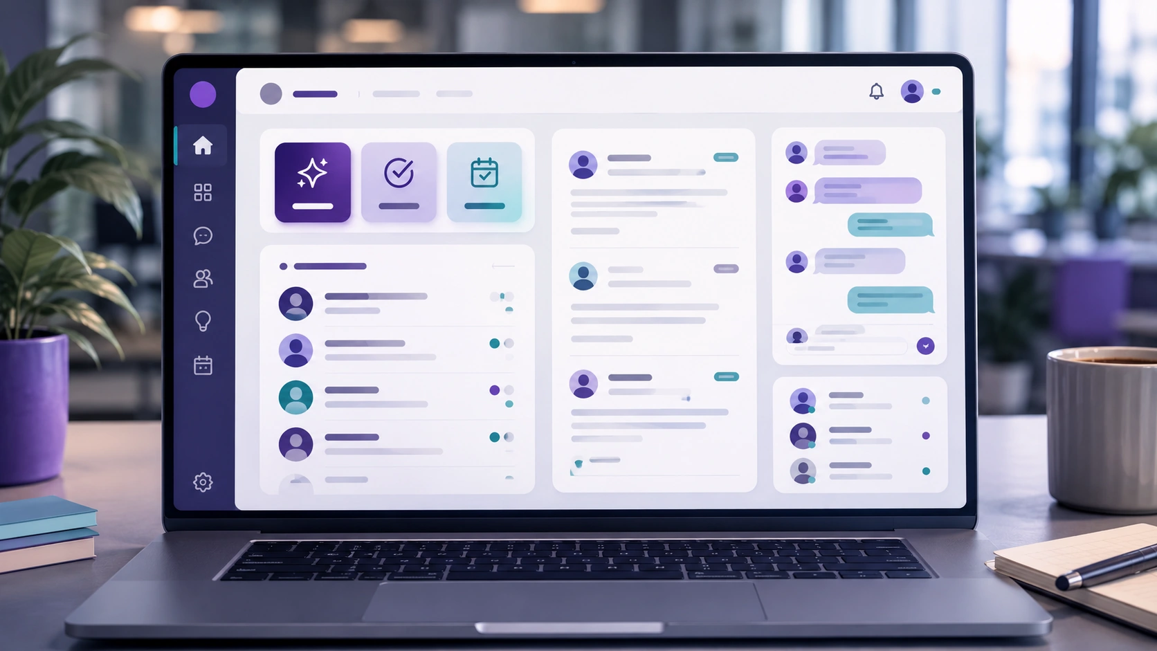 A clean modern intranet homepage with a minimal set of blocks and a side menu